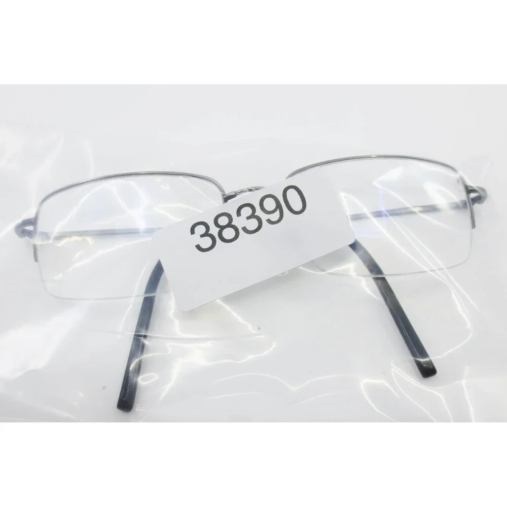 1751 033 Shiny Dark Pewter Rectangular Semi Rimless Eyeglasses Frames 58-18-150